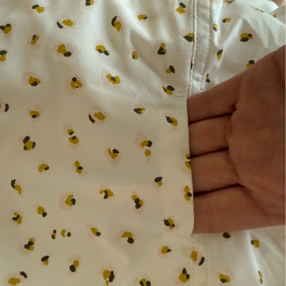 Eddie Bauer Mesh Lined White Button-Down Shirt with Yellow and Black Dot Print - Picture 8 of 10